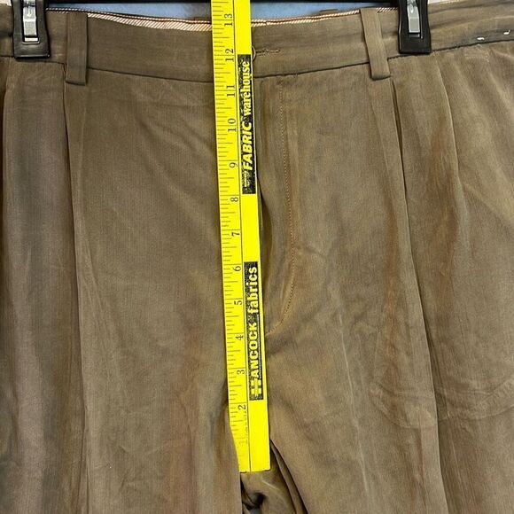 TOMMY BAHAMA Pants Men's Size 38x32 Brown Dress Silk Blend Pleated Front Casual - Picture 9 of 12